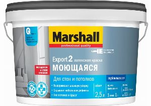 MARSHAL EXPORT 2 Моющаяся краска латексная,для стен и потолков,глубокоматовая,база BW(2.5 л)