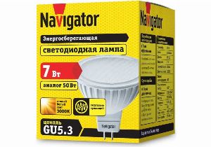 Лампа св/д LED MR16 07W 3000K GU5,3 тепл. свет Navigator 94 244