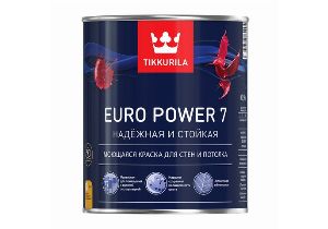 Краска EURO POWER-7 2,7л моющаяся д/стен и потолков Тиккурила