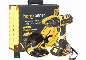 Дрель аккумуляторная,Hanskonner 18В 2 акк. 13мм? кейс HCD1865I