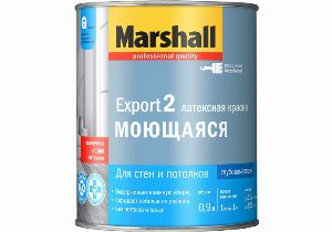 MARSHAL EXPORT 2 Моющаяся краска латексная,для стен и потолков,глубокоматовая,база BW(0.9 л)